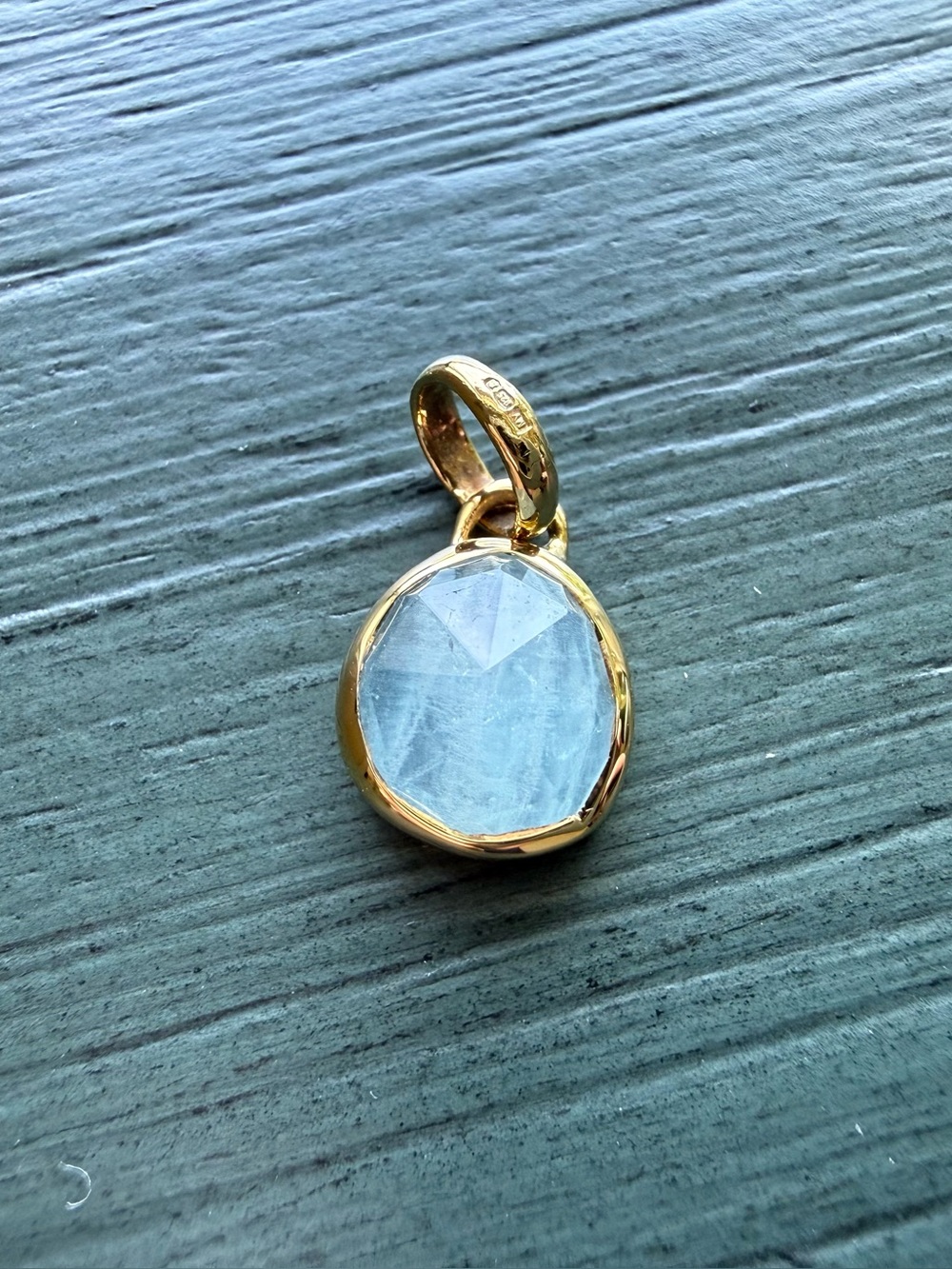 Monica Vinader Siren Bezel Gemstone Charm Pendant Blue